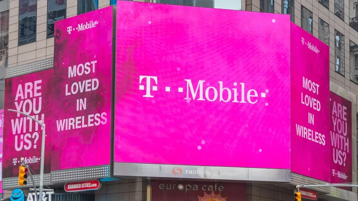 T-Mobile logo on a building.