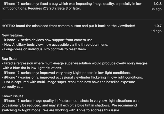 Screenshot about a software update.
