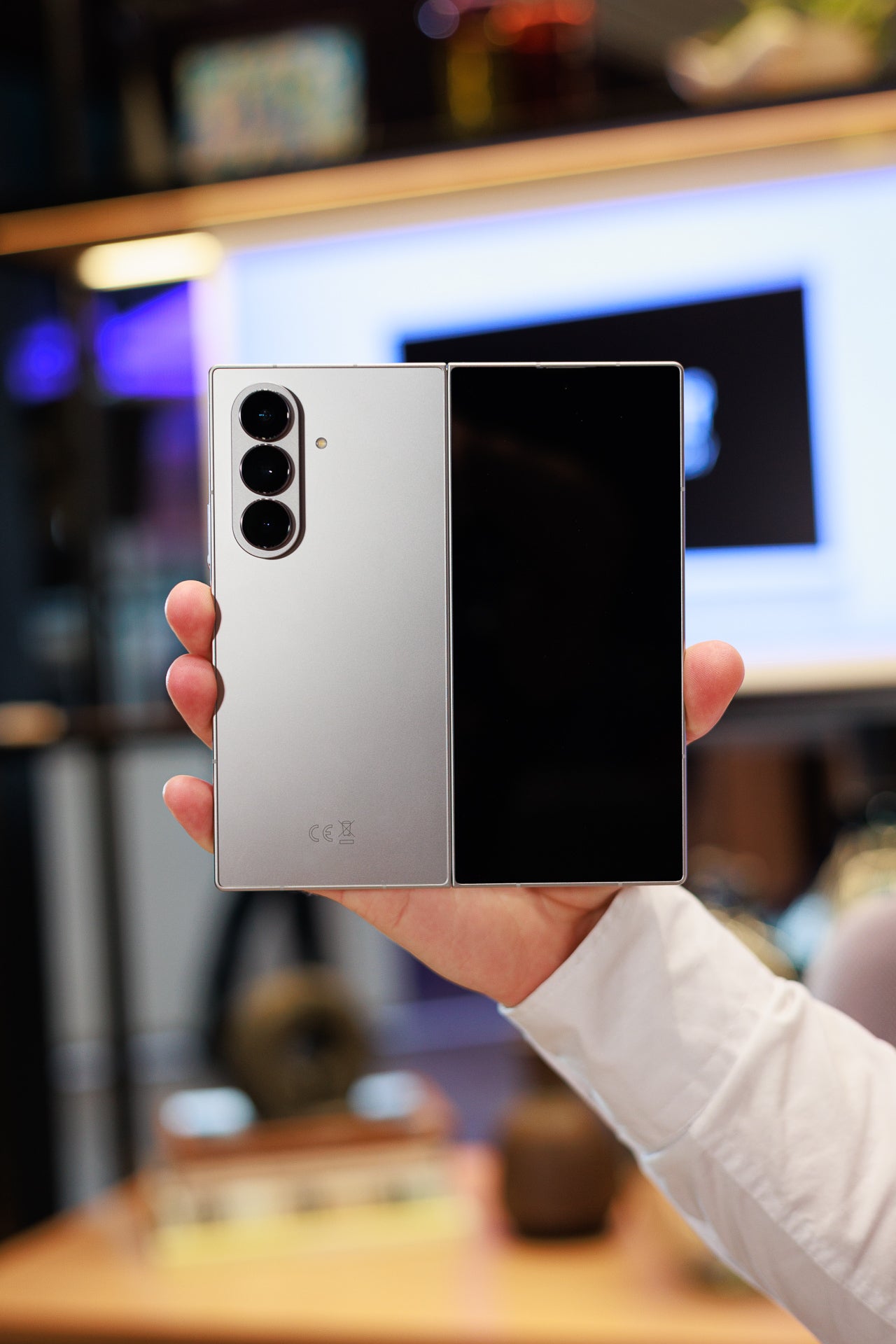 Galaxy Z Fold 7 phone held in hand.