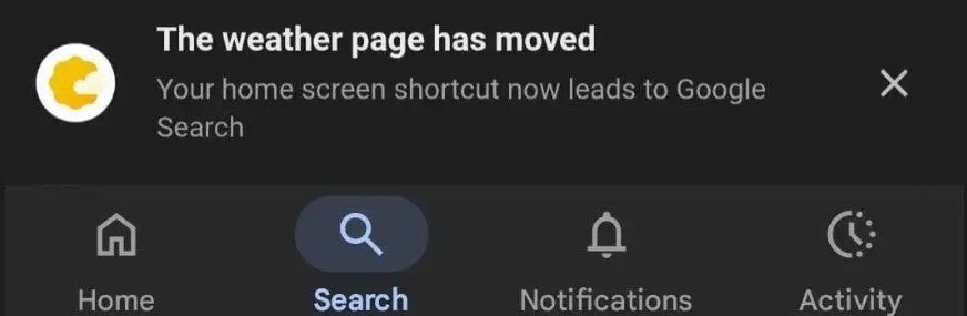 A clue that the old Google app is closing down.