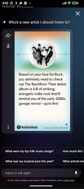 Screenshot from YouTube Music 2025 Recap.