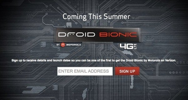 Verizon wants you to register to receive updates on the Motorola DROID Bionic - Verizon&#039;s Motorola DROID Bionic teaser site is turned on; register your email to receive timely updates