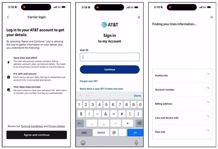 Screenshot of T-Mobile&#039;s Easy Switch tool showing how an AT&amp;amp;T customer shares information about his plan by signing into his account. | Image credit-T-Mobile - T-Mobile&#039;s brief gives the Court a strong reason to deny AT&amp;T&#039;s request for a restraining order