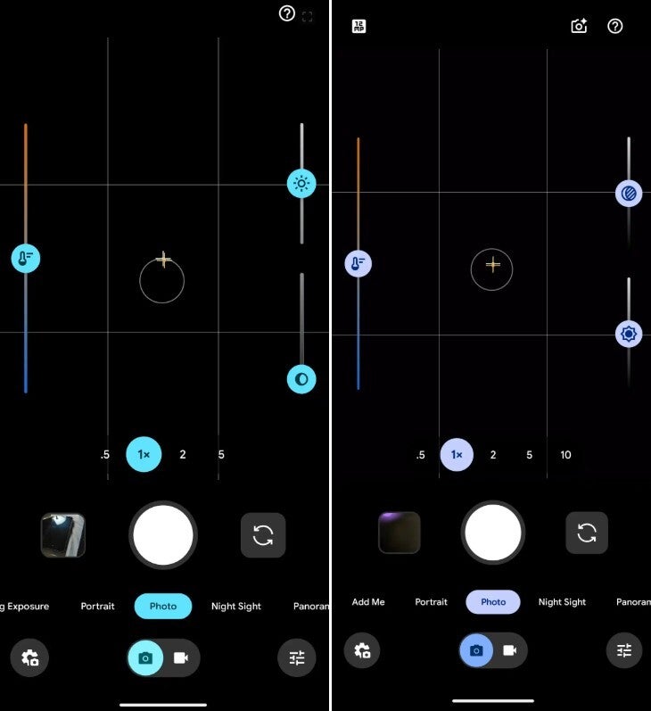 Screen shots of the Pixel&amp;#039;s Quick access sliders.