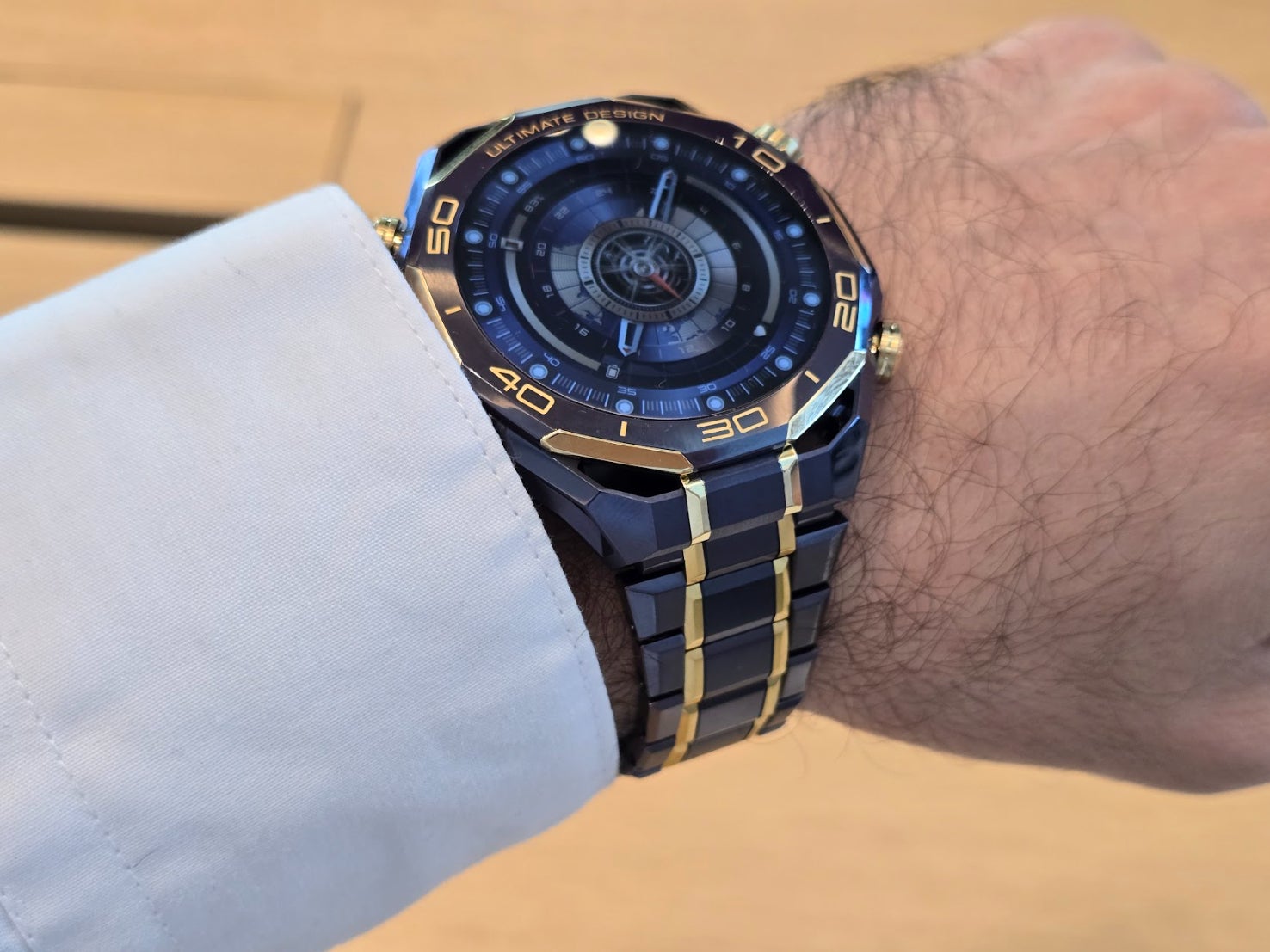 Wearing the Huawei Watch Ultimate Design Royal Gold edition