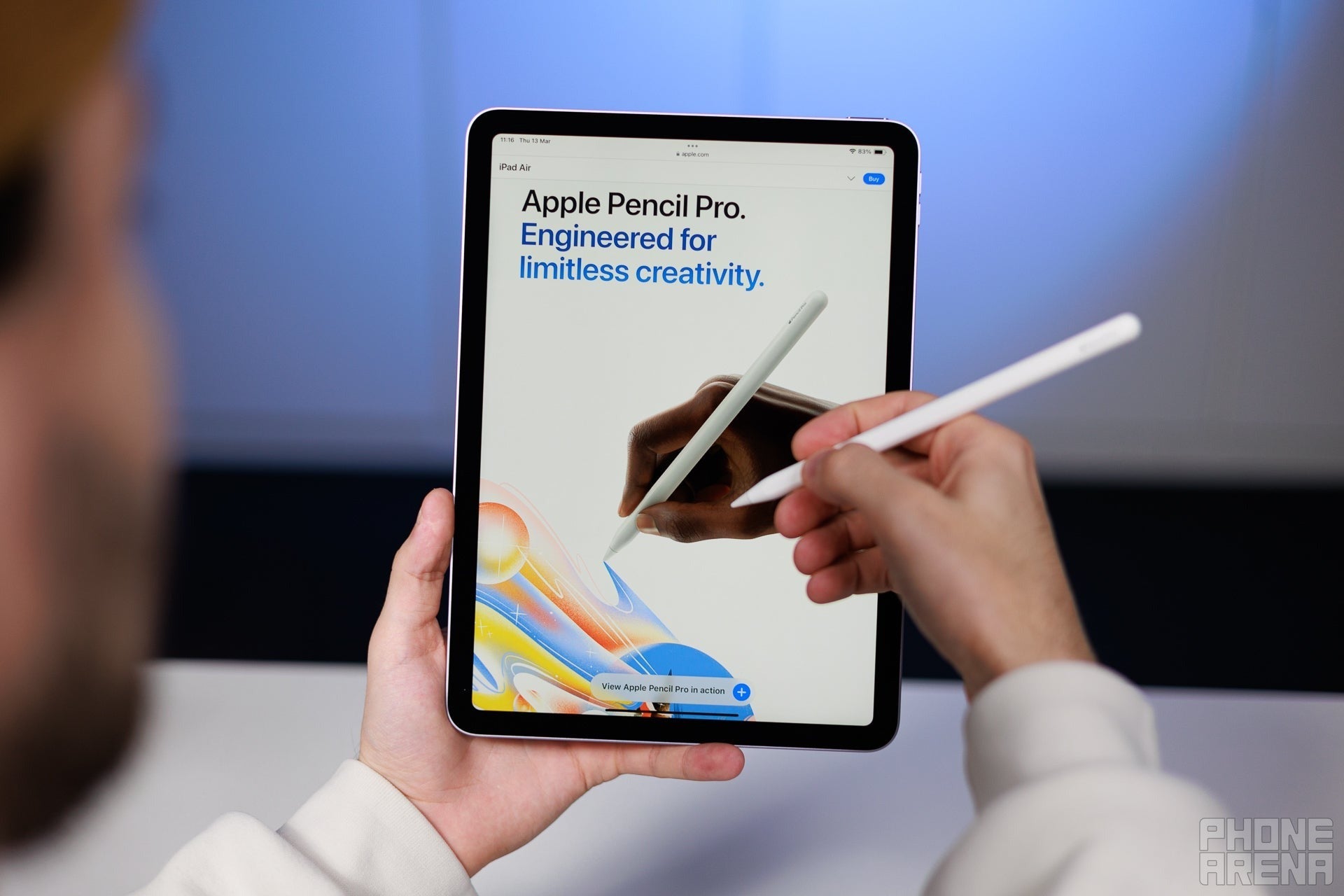 iPad displaying Apple Pencil Pro product page