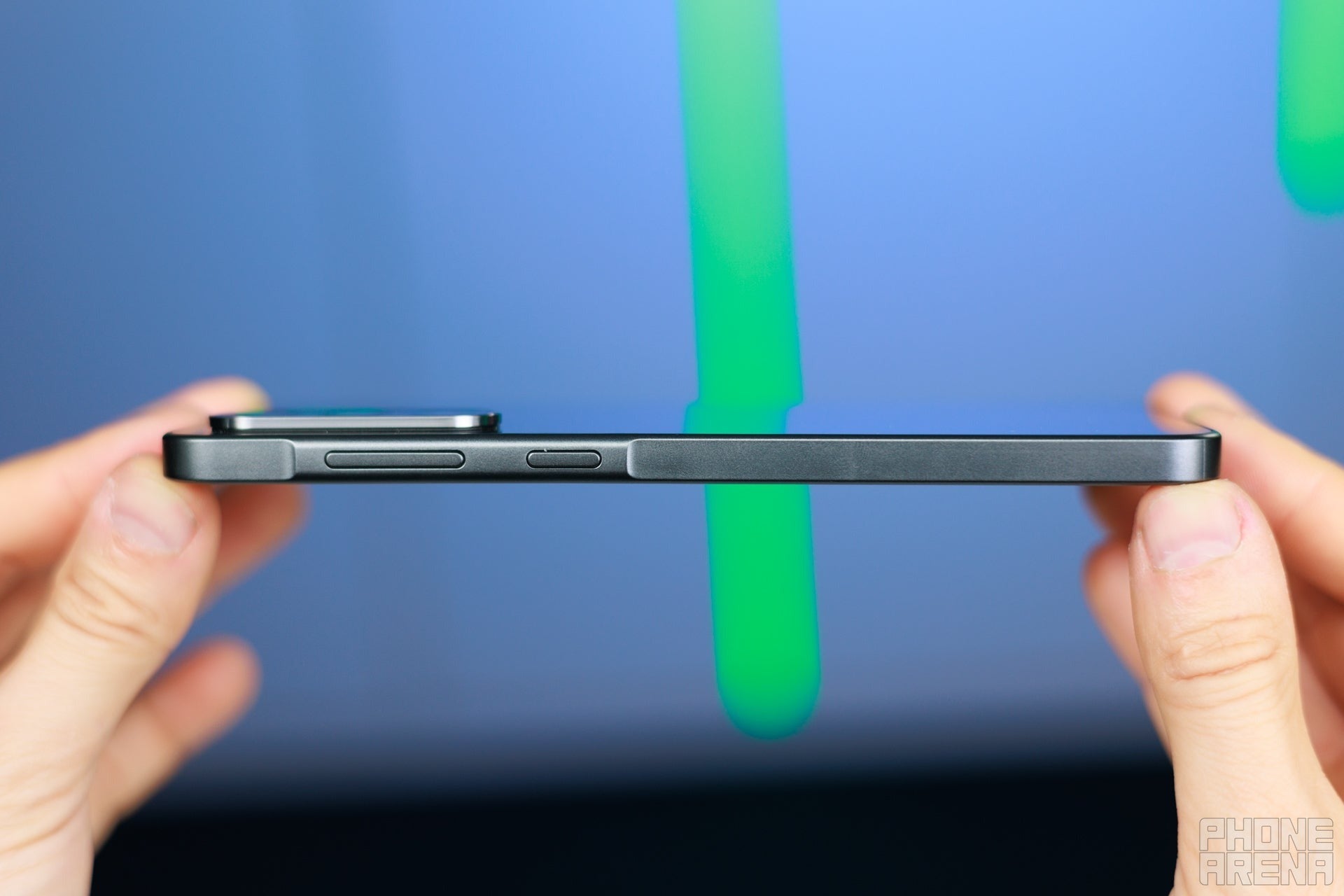 Side view of Samsung Galaxy A36 showing flat frame and buttons