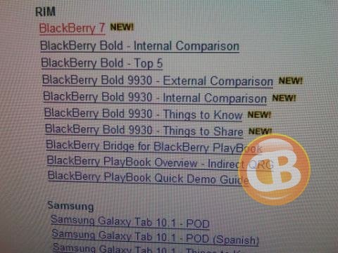 A screen grab from Verizon&#039;s internal system shows training materials for the BlackBerry Bold 9930 - More evidence hinting that Verizon is getting its share of BlackBerry smartphones