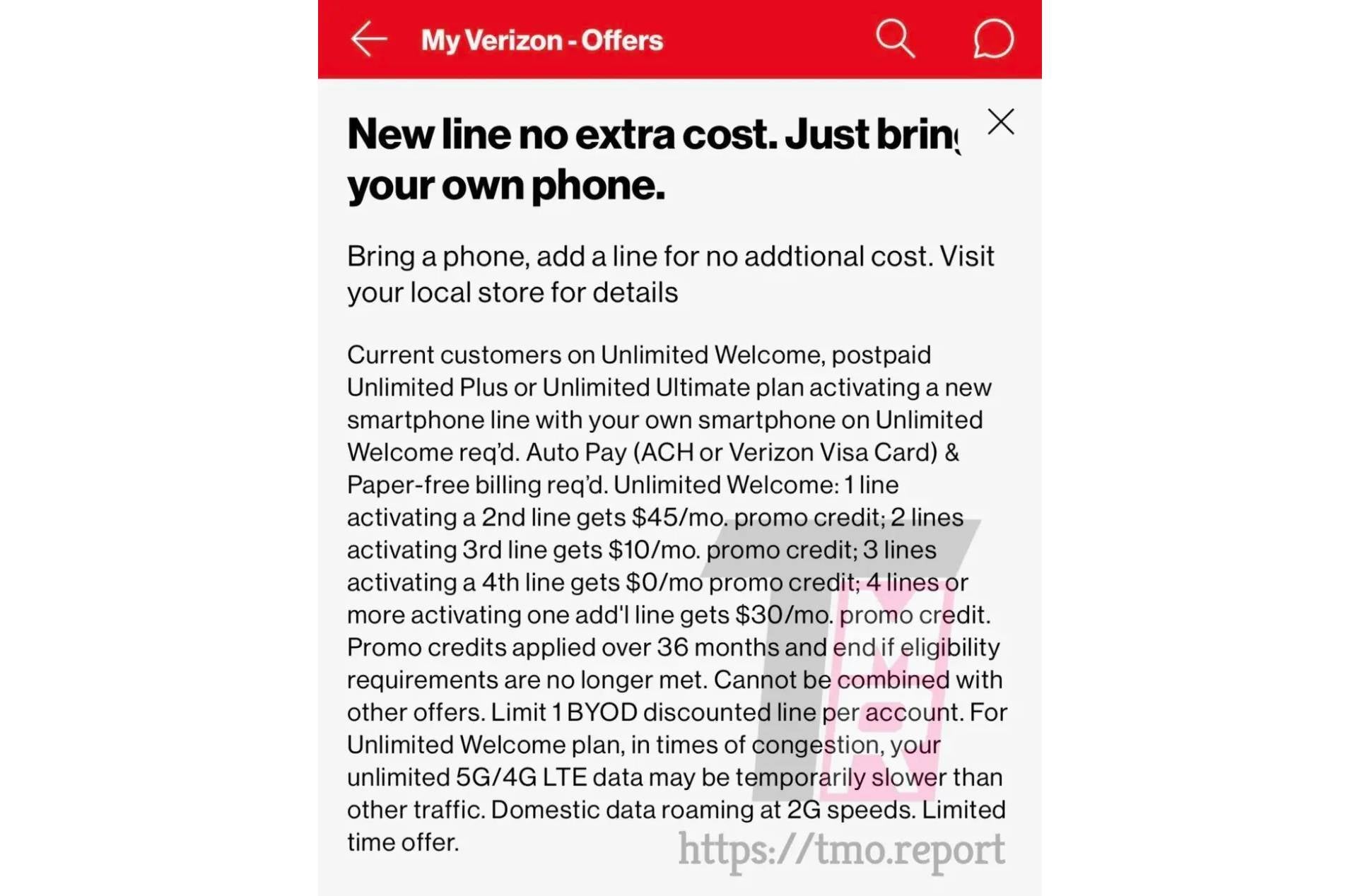 Verizon free lines
