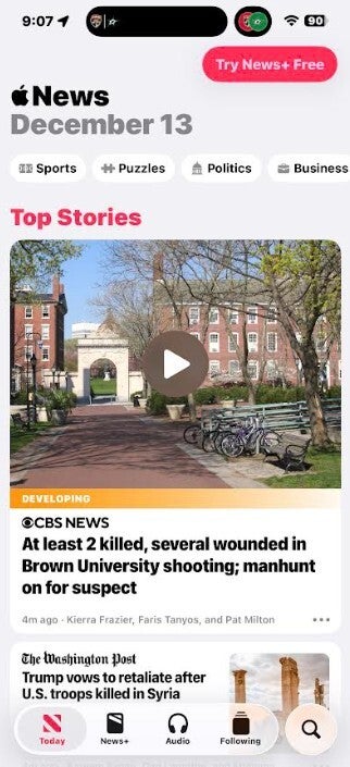 New shortcuts for the Apple News app.