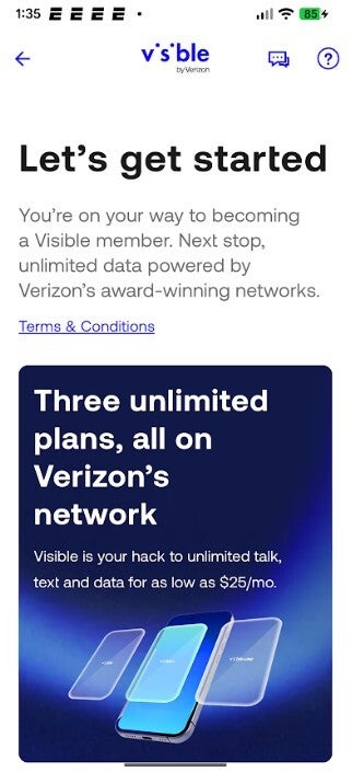 Screenshot of Visible app.