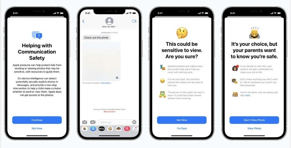 Screenshots show Apple's plan to warn users about CSM content.