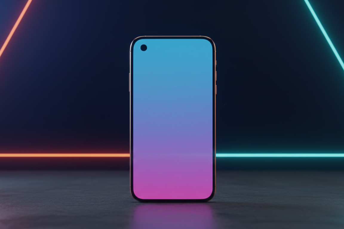 A smartphone displayed on a colorful background.