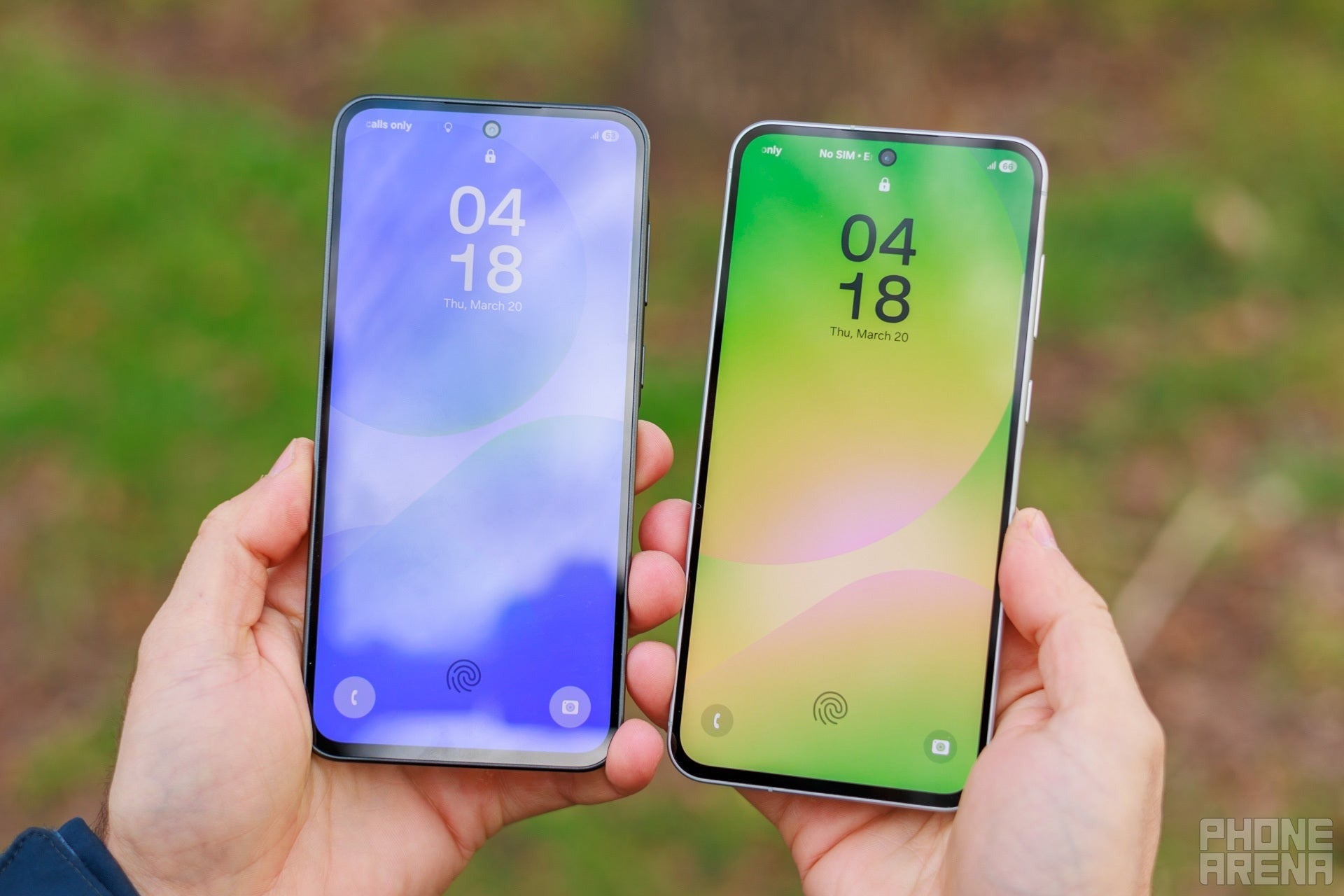 Two Samsung Galaxy A phones showing lock screens side by side