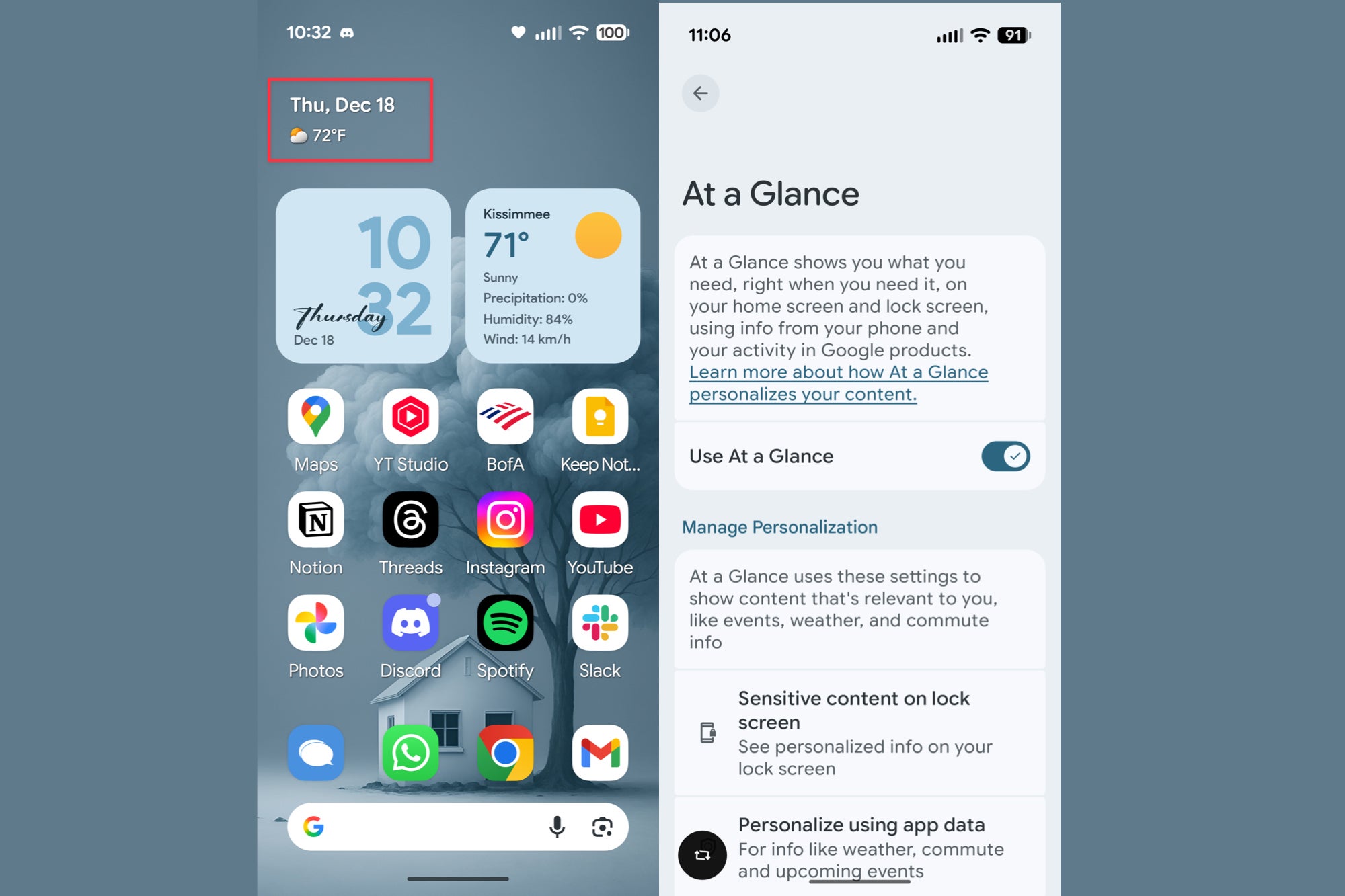 Old Pixel At a Glance widget options in QPR2