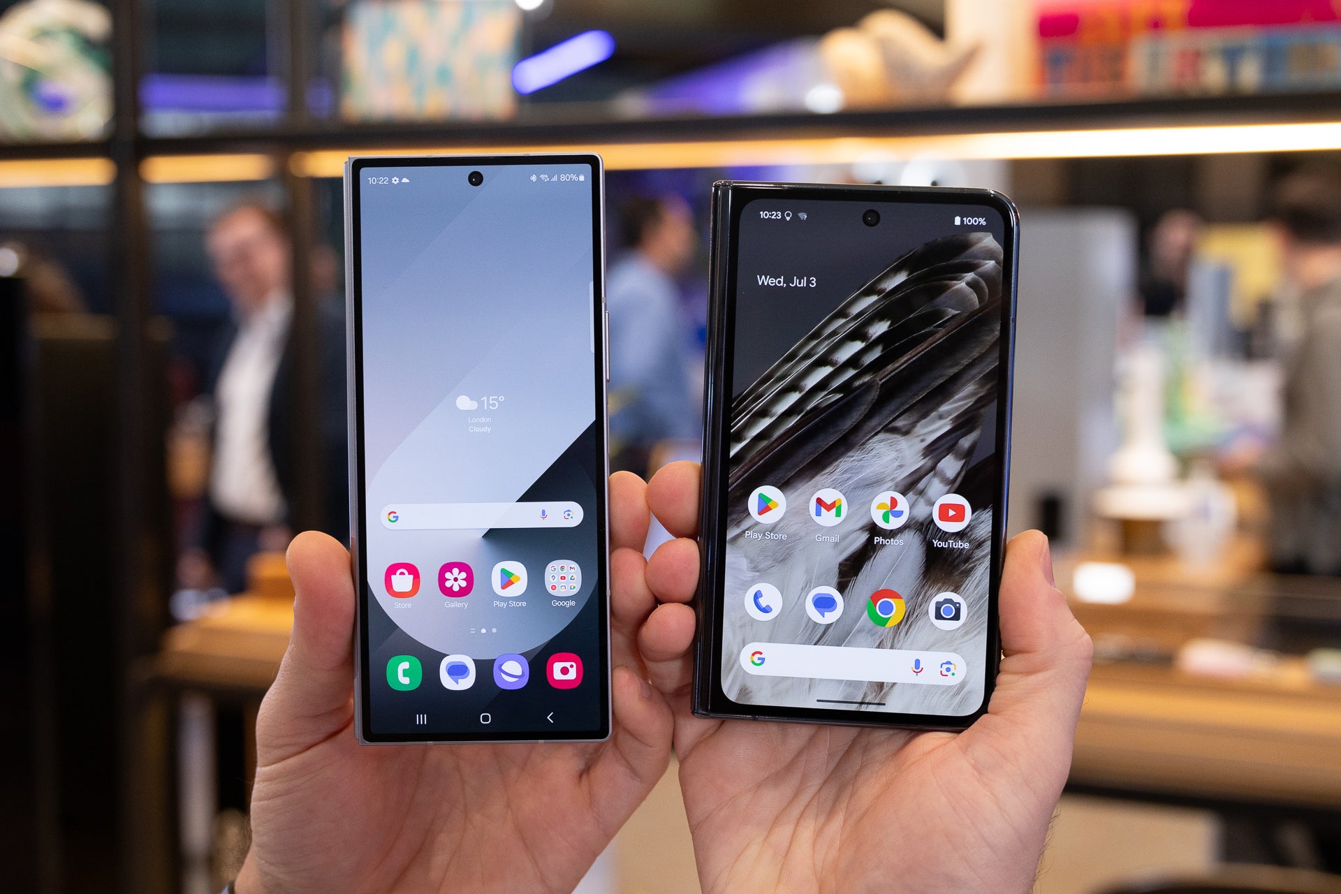 The Galaxy Z Fold 6 next to the first Pixel Fold. | Image credit &ndash; PhoneArena - The iPhone Fold may be doomed to flop, and it has nothing to do with Samsung