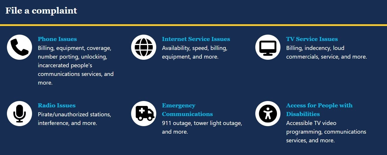 Image from FCC consumer complaint website.