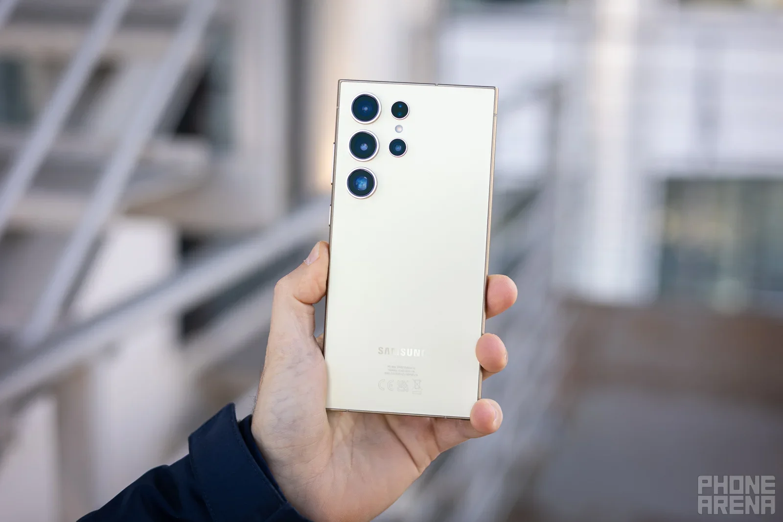 A Galaxy phone held in hand.