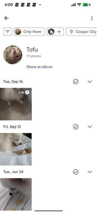 Screenshot showing Face Group for Google Photos app.