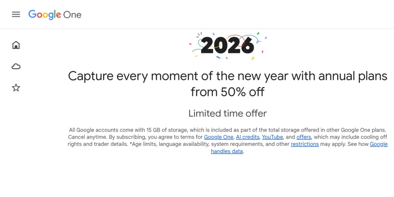 Screenshots of the Google One offer