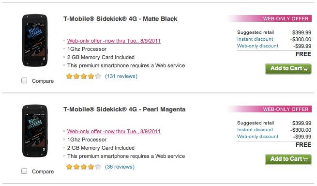 T-Mobile Sidekick 4G is priced for free online until tomorrow; August 9th