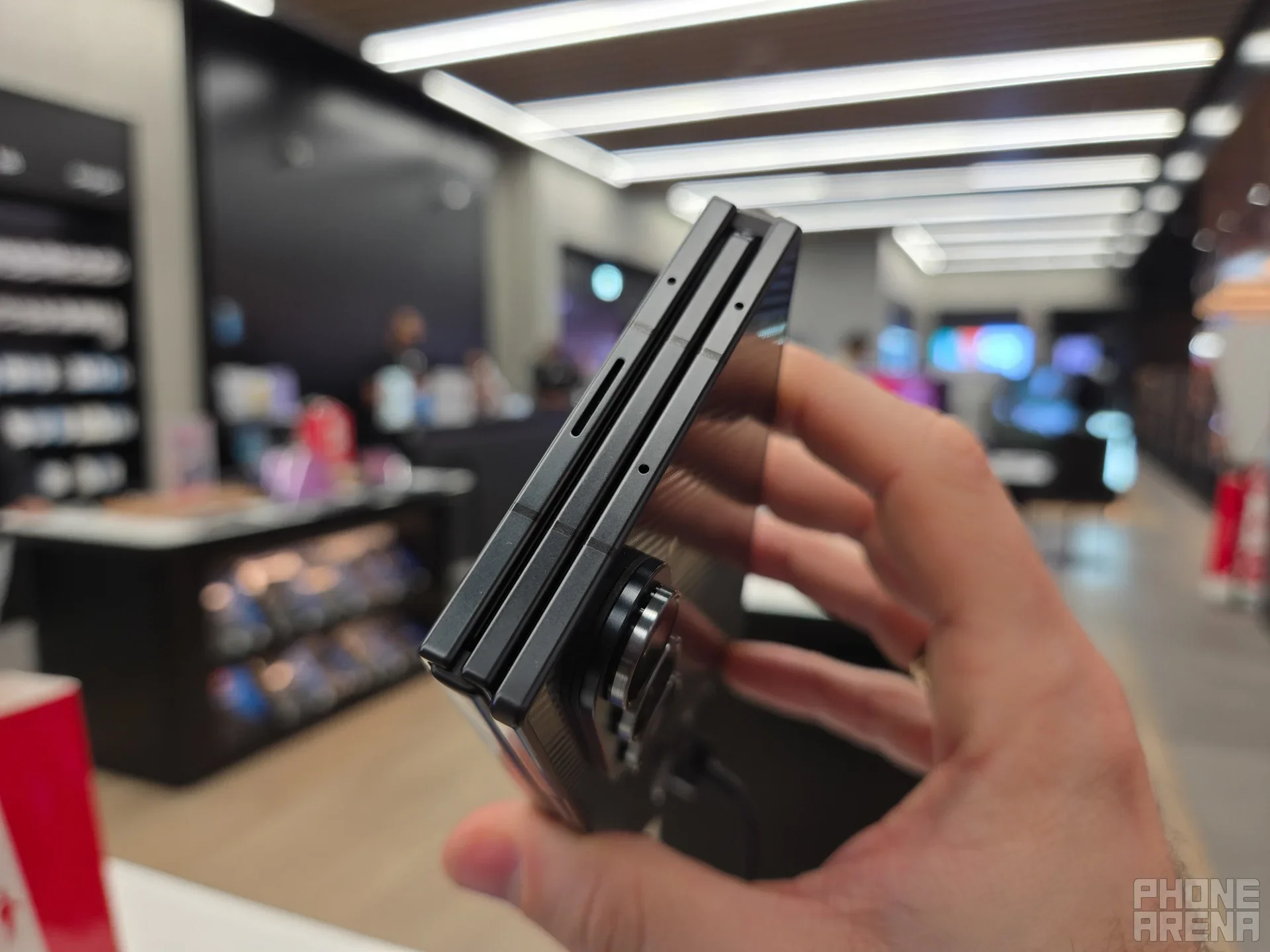 Galaxy foldable held in hand.