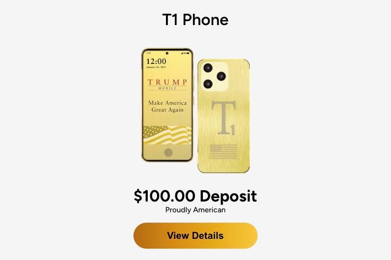 Trump Mobile&rsquo;s T1 phone sales page