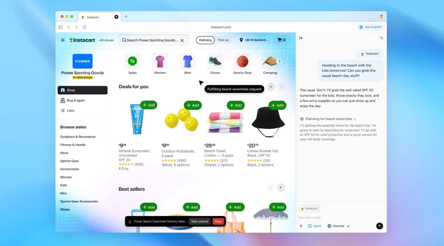 Interface of ChatGPT Atlas browser.