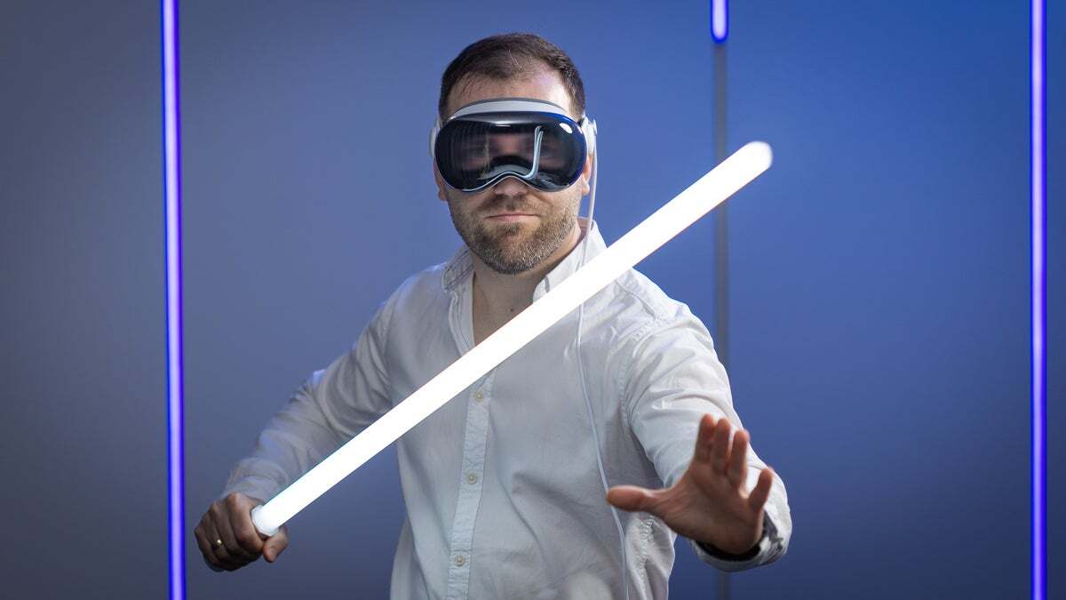 The Vision Pro used as a VR game player.