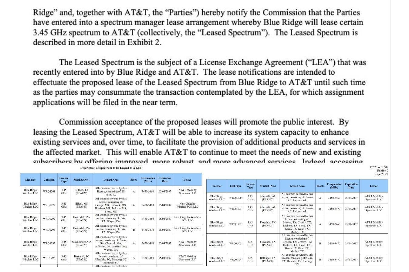 AT&amp;amp;T wants Blue Ridge Wireless 3.45 GHz spectrum for 5g network