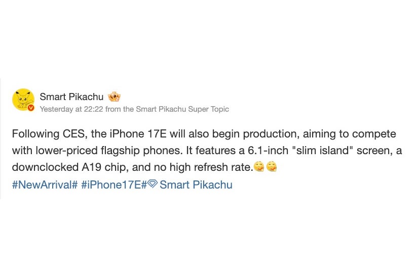 Smart Pikachu rumor on Weibo