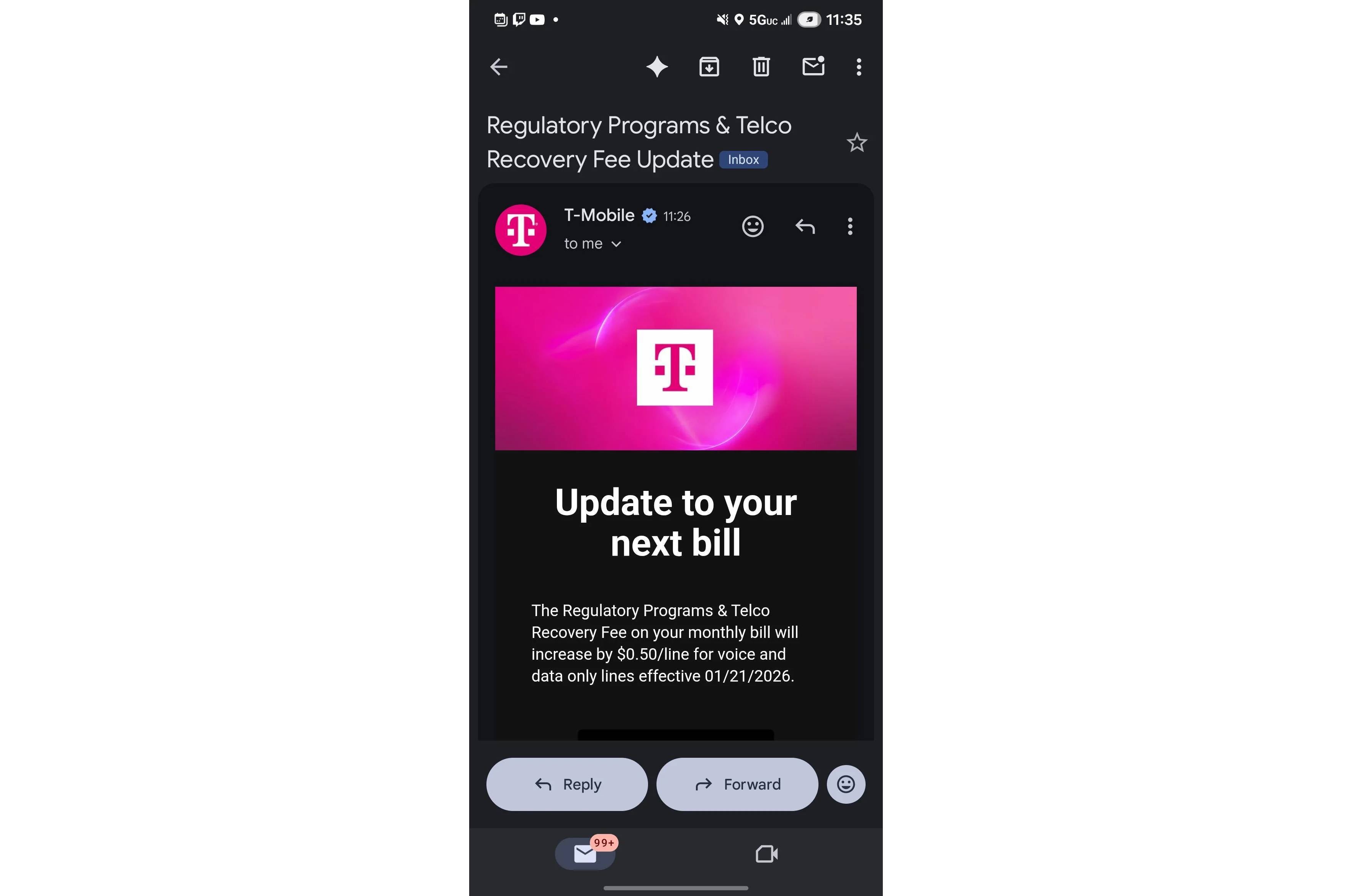 T-Mobile raising Regulatory Programs &amp;amp; Telco Recovery Fee