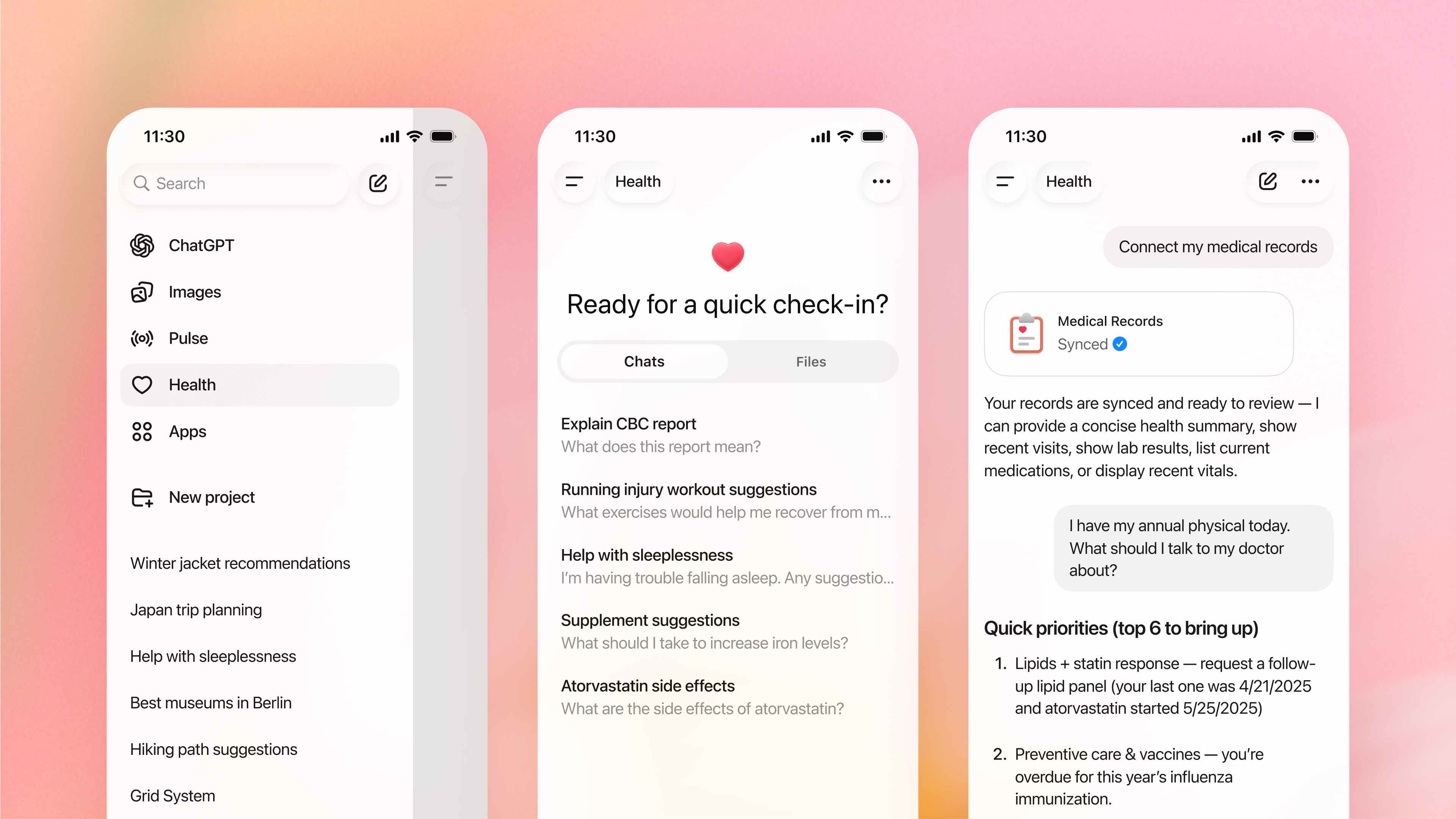 ChatGPT Health has a separate tab inside the ChatGPT interface. | Image credit &ndash; OpenAI - ChatGPT gets a dedicated Health portal that wants you to feed your medical records to AI