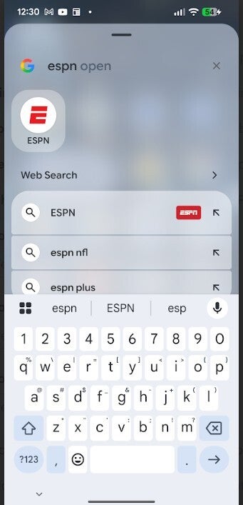 Screen shot of the Pixel Launcher app search feature.