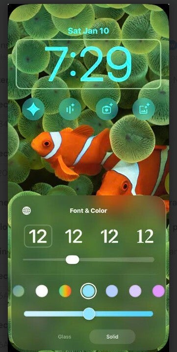 Reduce glass effect on iPhone lock screen clock.