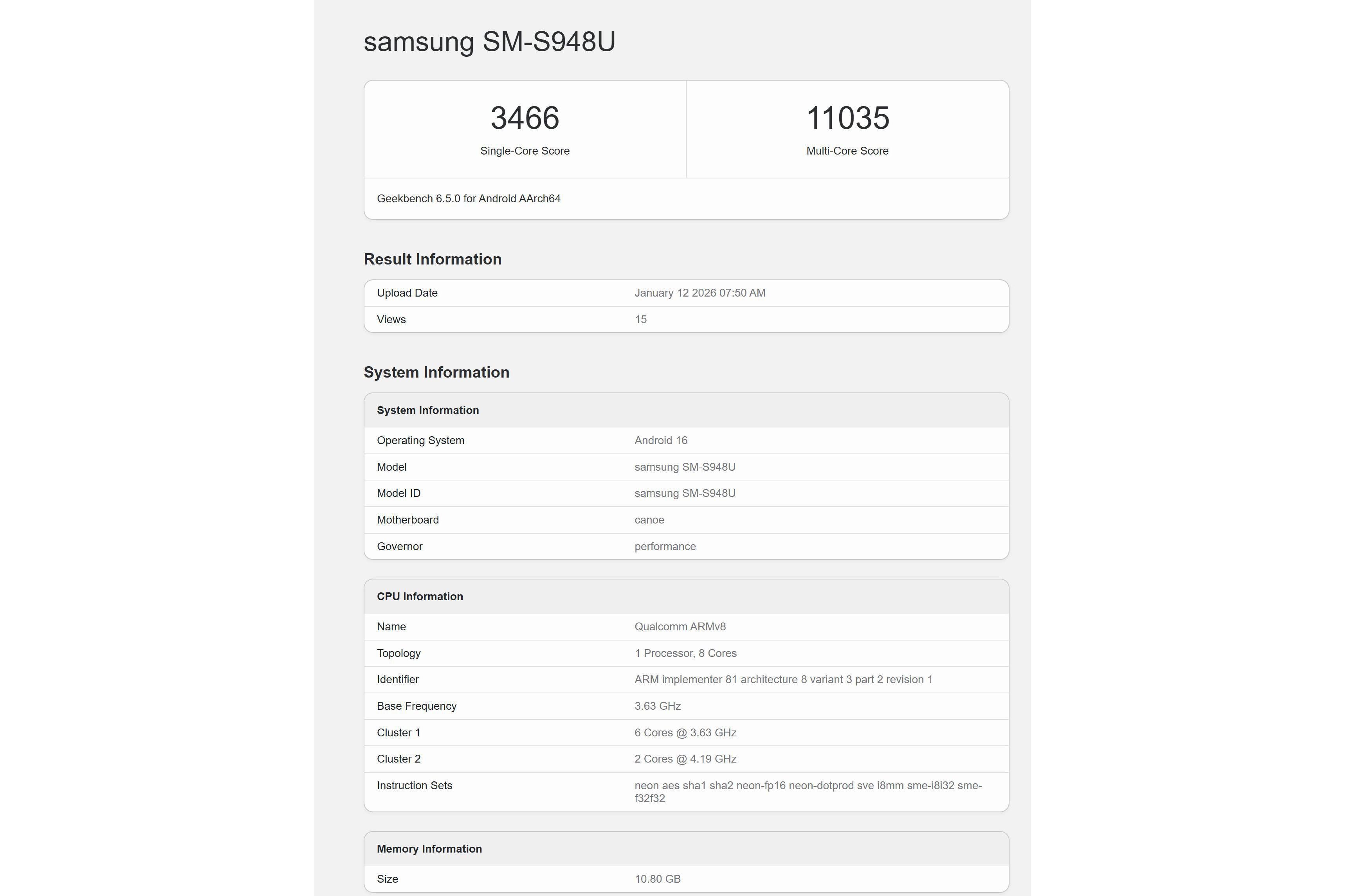 Galaxy S26 Ultra Snapdragon benchmark