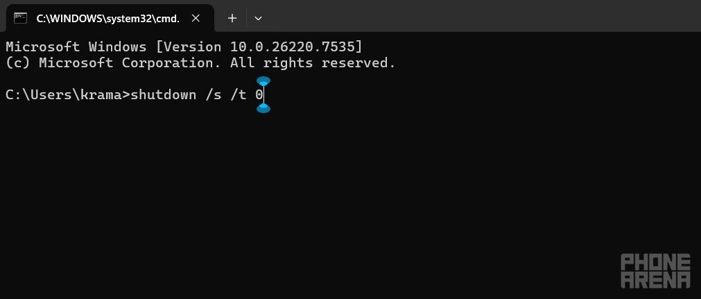 Cmd command to shutdown Windows PC.