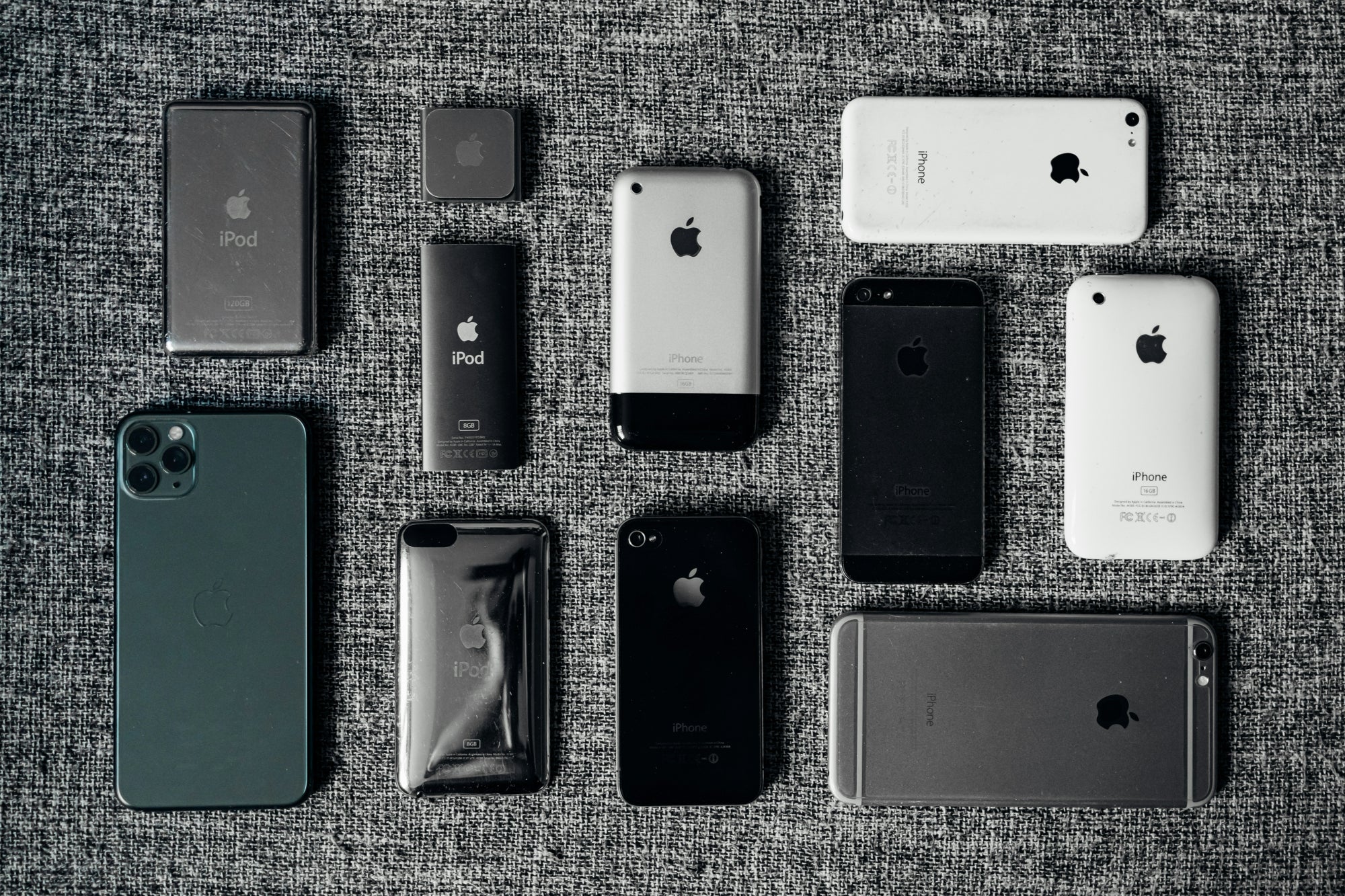 Assortment of older iPhones and iPods