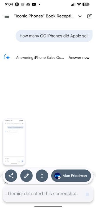 Screenshot shows new &amp;quot;Answer now&amp;quot; prompt for Android&amp;#039;s Gemini app.