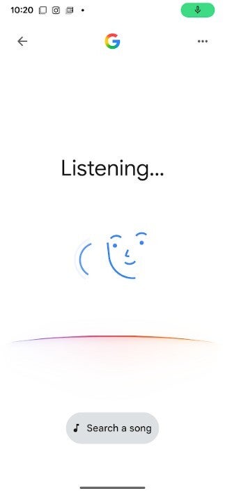 The bodyless face still appears on the revised Google voice search UI. | Image credit-PhoneArena - Google starts to rollout new voice search UI on Android