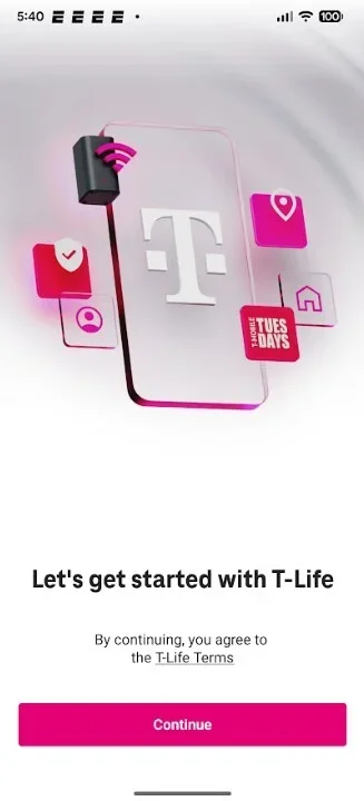Screenshot of T-Life app.