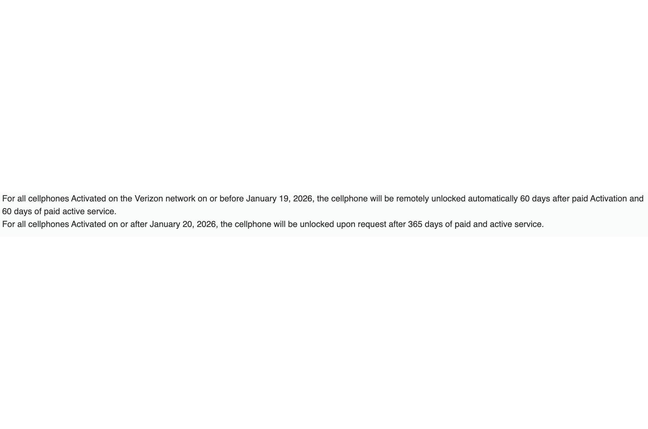 Verizon unlock policy updated