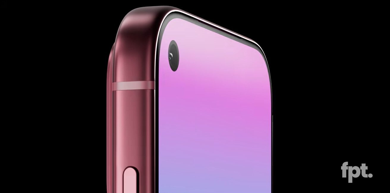 Render of iPhone 18 Pro with incorrect render of selfie camera.