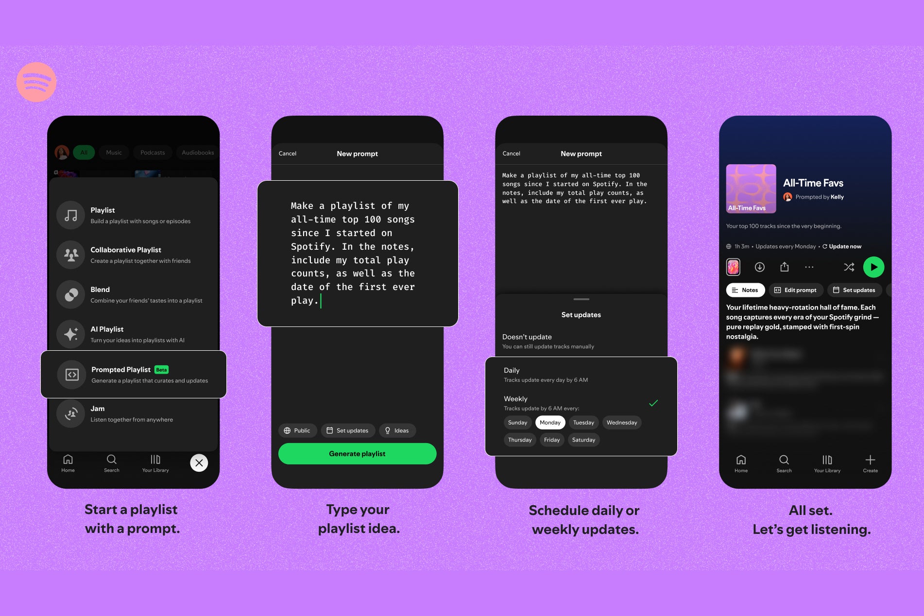 Spotify prompted playlist creation workflow