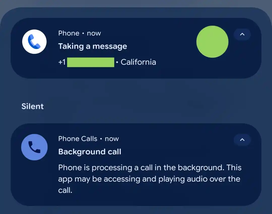 How &amp;quot;Take a Message&amp;quot; looks to Pixel users.