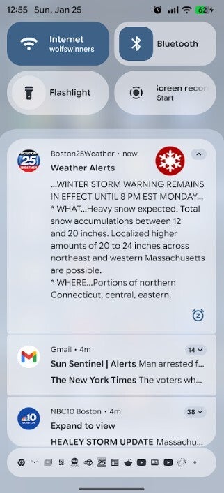 Screenshot shows blur behind the Notification panel on Android 16 QPR3 Beta 3.