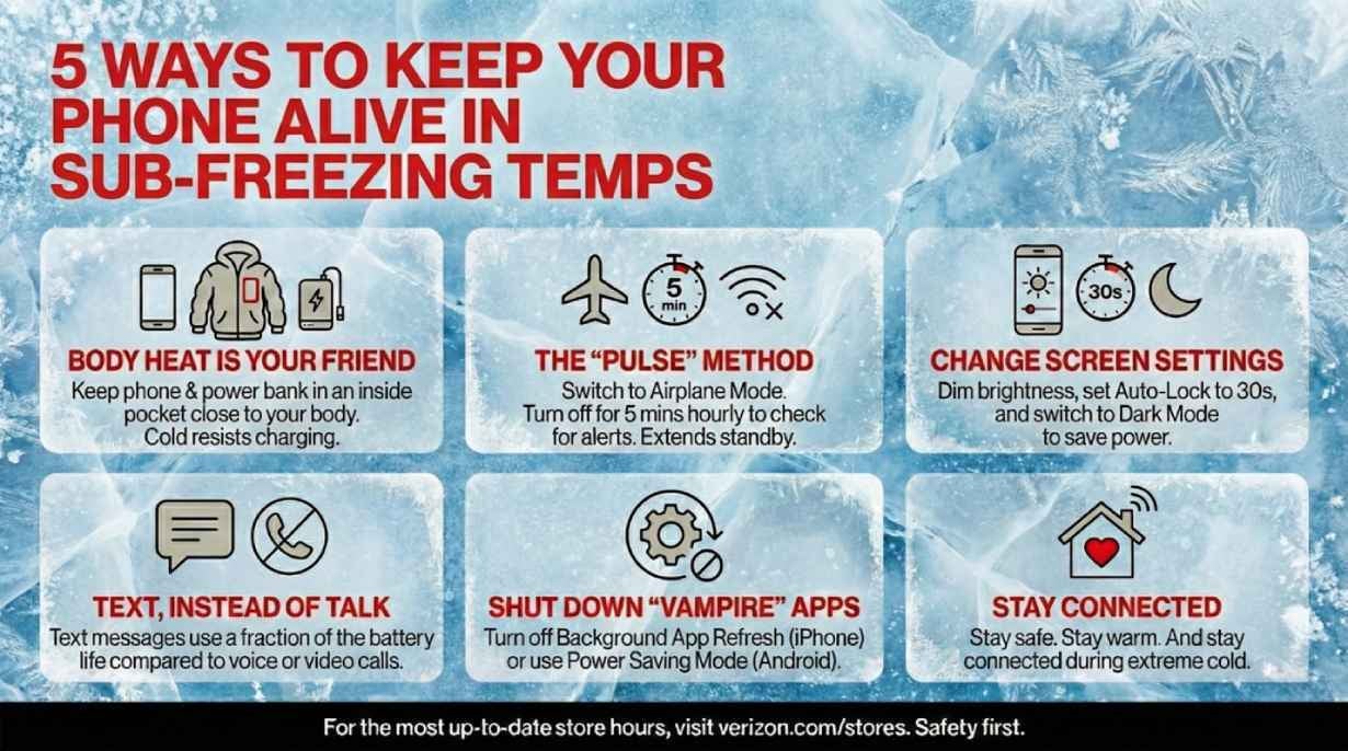 These are the 5 tips Verizon has for us. | Image credit &ndash; Verizon - Verizon has advice your phone needs this winter