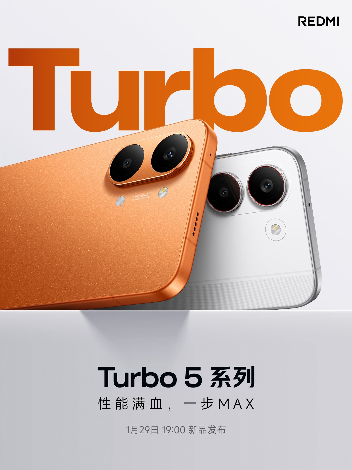 Redmi Turbo 5 series phones in two color options.