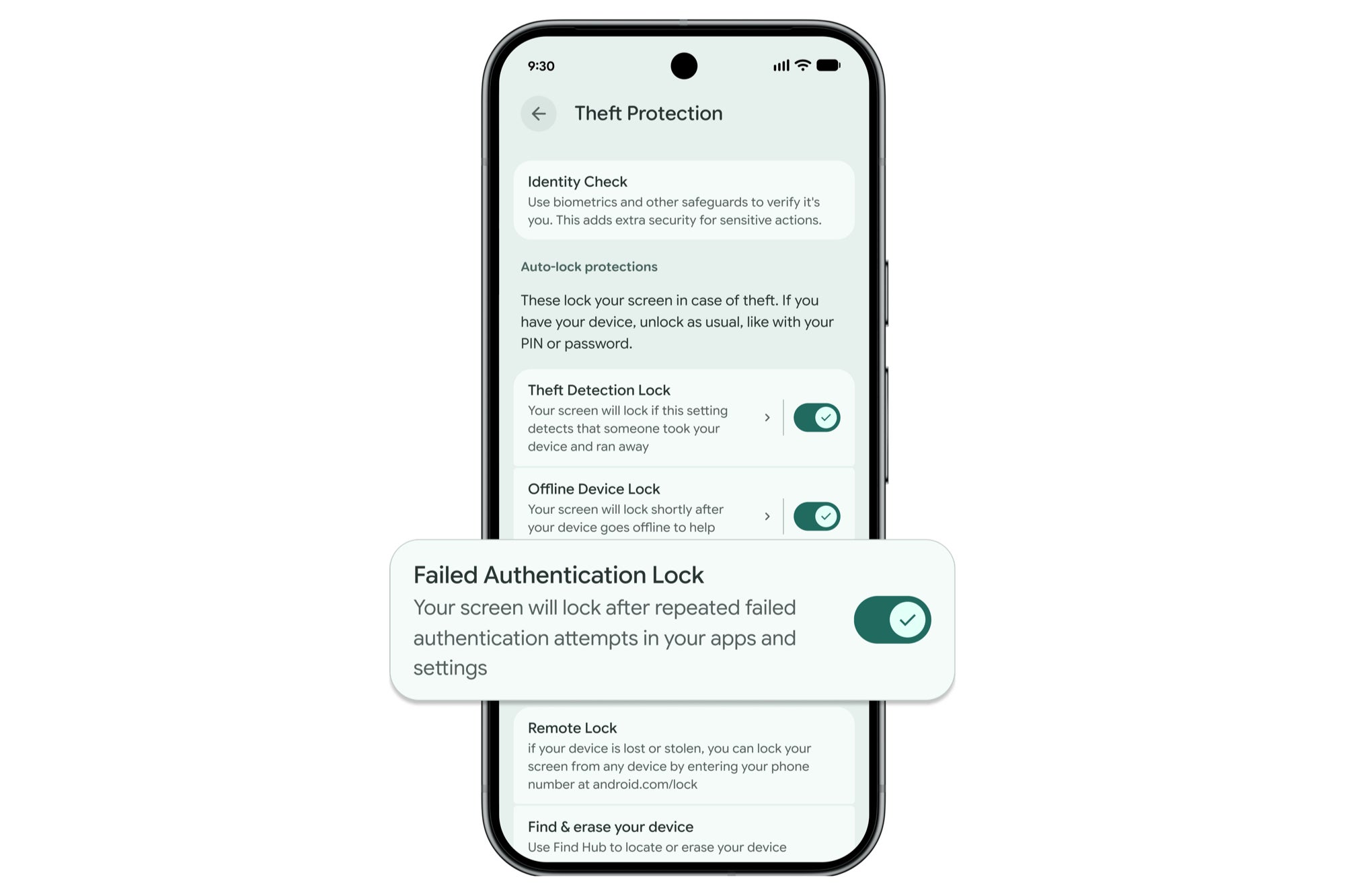 Android theft protection&amp;#039;s &amp;#039;Failed authentication lock&amp;#039; toggle