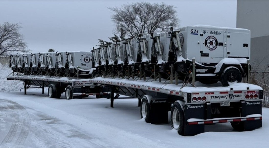 Image of T-Mobile power generators getting in place during the storm.